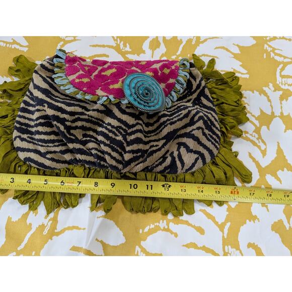 Boho Hippy Tapestry Leopard turquoise multicolor Bag Purse Long Straps - Picture 9 of 11